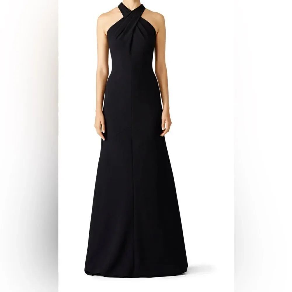 Carmen Mark Valvo Black Chigon Twist Dress Size 2